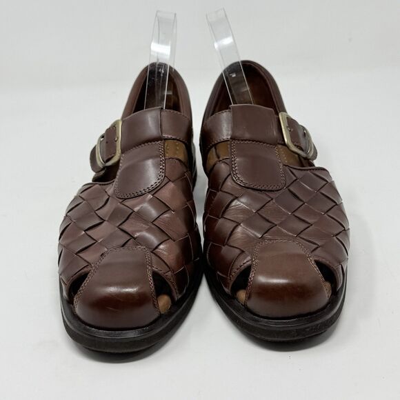 Allen Edmonds Tivoli Fisherman Sandals Mens 8 D Brown Woven Leather Vibram Soles main image 4